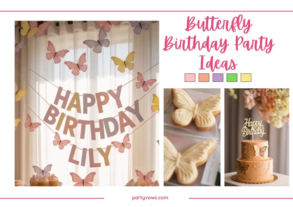 butterfly theme birthday mood board