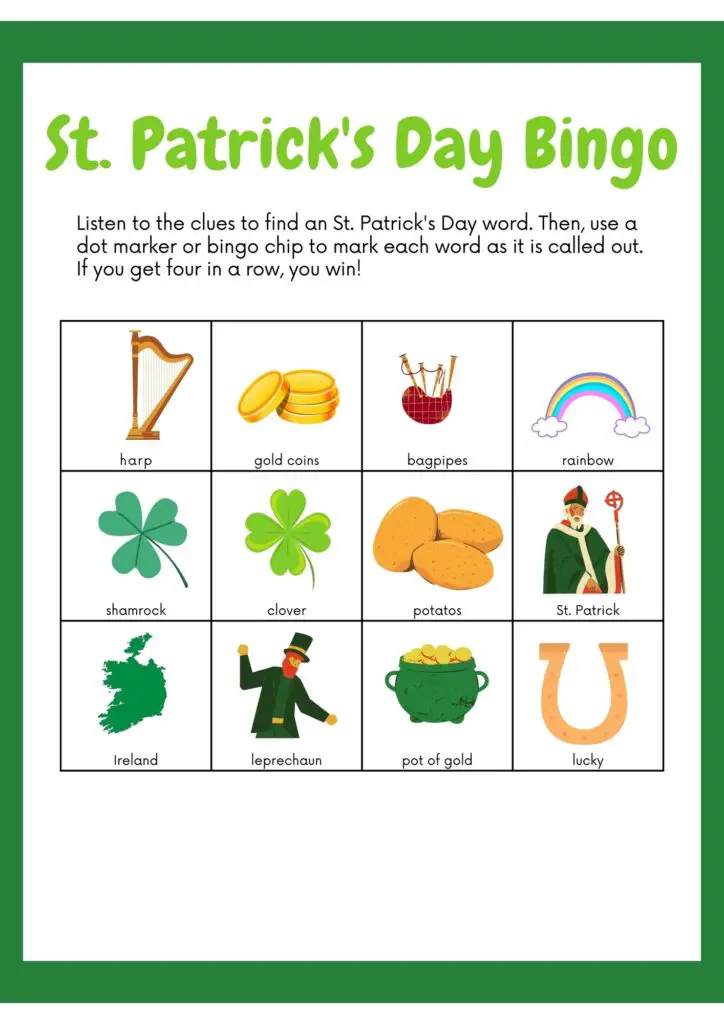 St. Patricks Day Bingo Printable