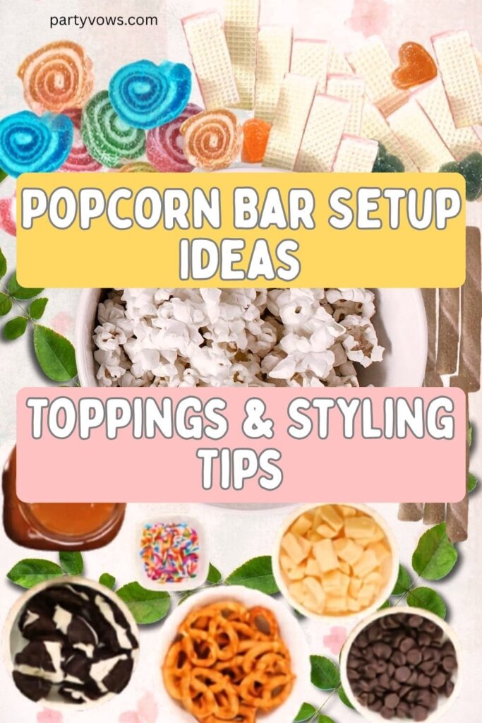 Popcorn bar setup ideas, topping and styling