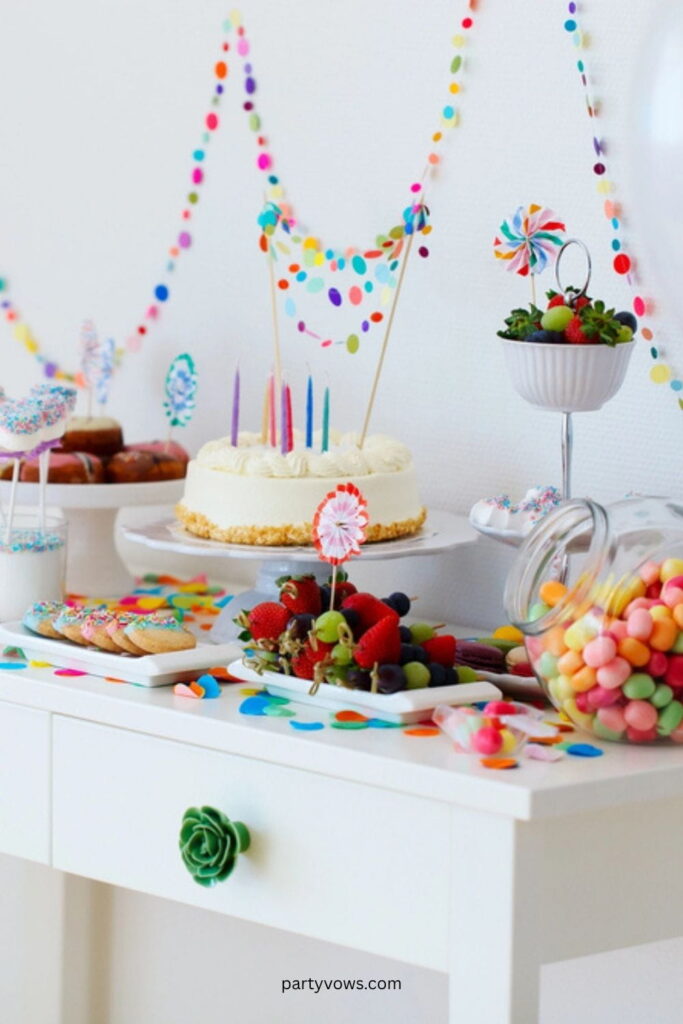 Cake and Treats on Birthday Table