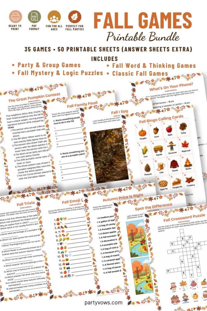 Fall Printable Games Bundle