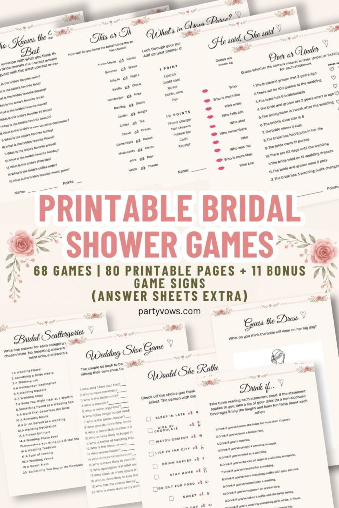 Printable bridal shower games_
