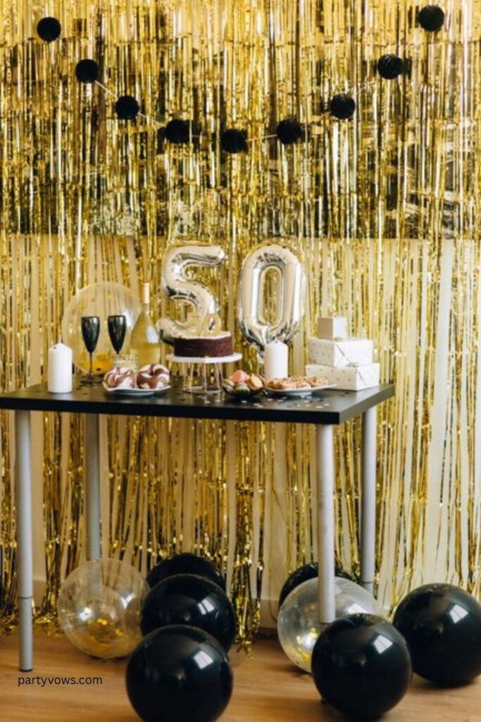 Simple Streamer Backdrop Birthday Cake Table Decor