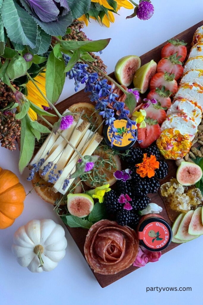 Aesthetic-Floral Fall Charcuterie Board