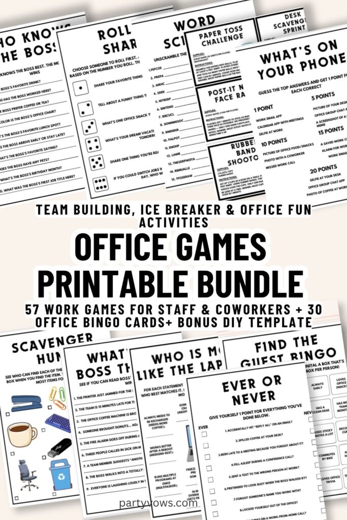 Office Games Printable Bundle