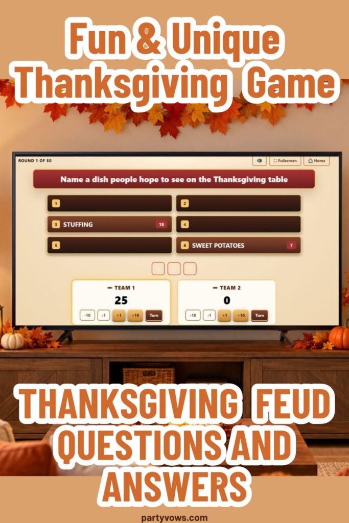 Thanksgiving Feud Questions and Answers